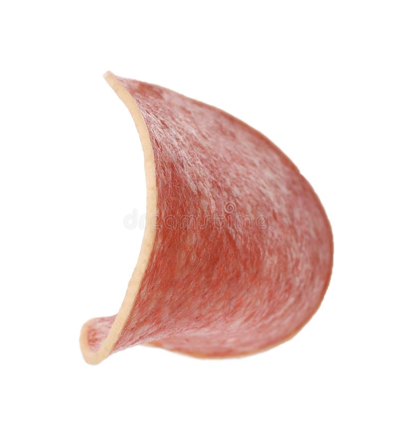 Piece of Salami Smoked Sausage on White Stock Image Image of gourmet