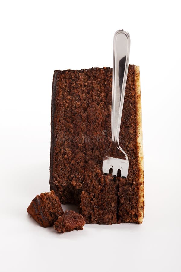 Piece of tasty chocolate cake isolated