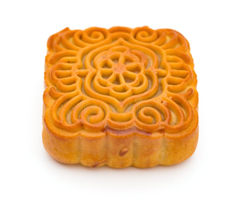 Piece of traditional Chinese mooncake on white background stock photos Piece of traditional Chinese mooncake on white background stock photos