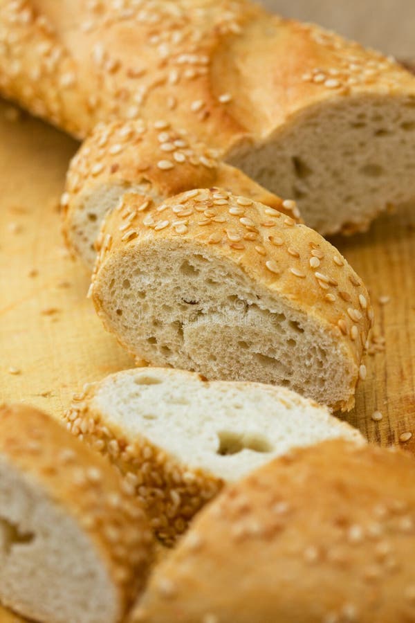 Baguette with sesame seeds stock image. Image of long - 33552741