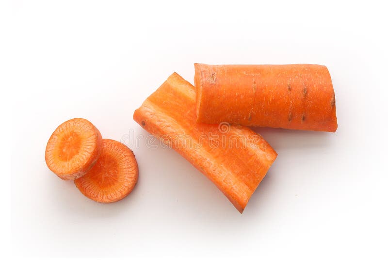 Pieces of Raw Carrot Isolated on White Stock Image Image of healthy