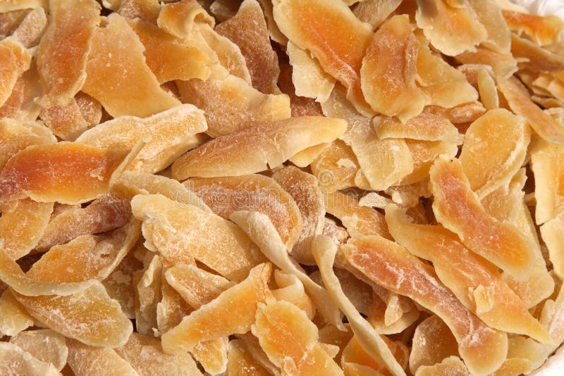 Pieces of dried mango stock photo