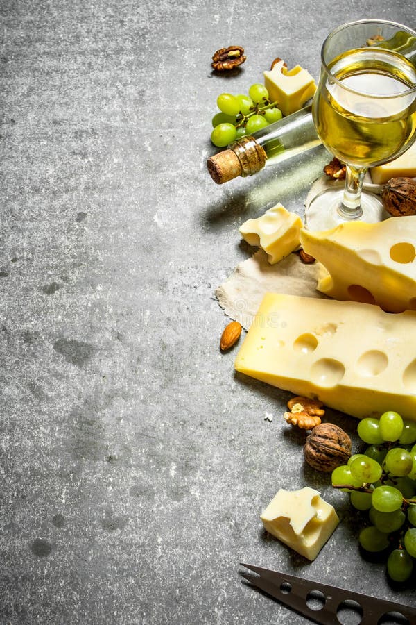 Pieces of Fresh Cheese with White Wine and Nuts. Stock Image Image of delicious, ingredient