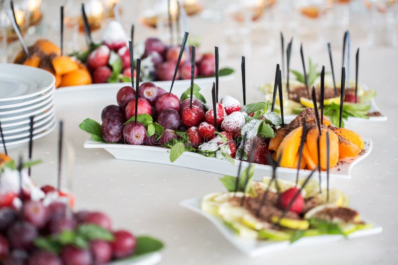 Pieces of Fresh Fruit.wedding Reception at the Banquet. Stock Image