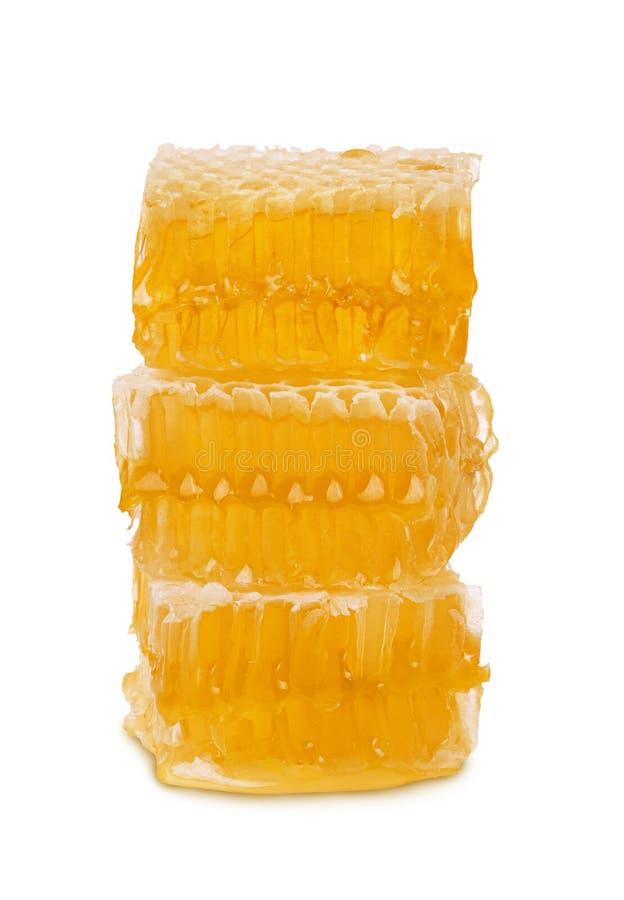 Pieces of honeycomb with honey and beeswax stand vertically isolated on white background royalty free stock images Pieces of honeycomb with honey and beeswax stand vertically isolated on white background royalty free stock images