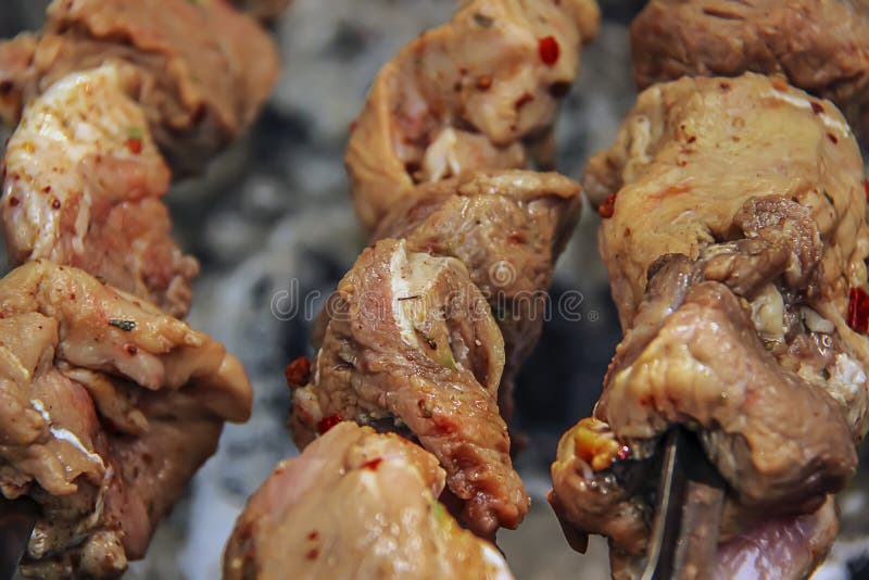 Pieces of Meat on the Grill Stock Image Image of beef, delicious