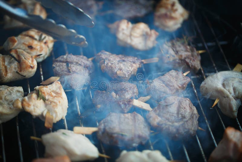 Pieces of Meat on the Grill Stock Photo Image of meat, cooking 77327090