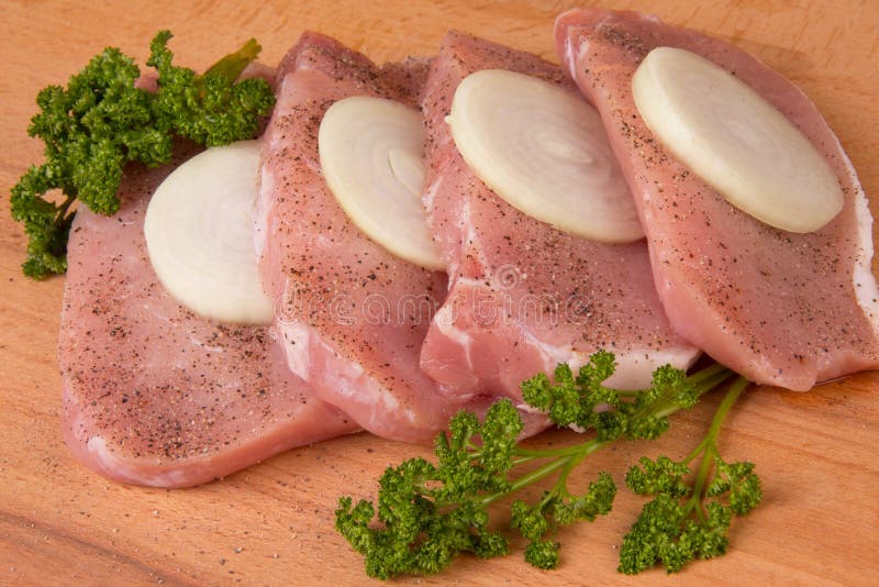 Pieces of pork stock photo. Image of kitchen, brown, plants 37675748