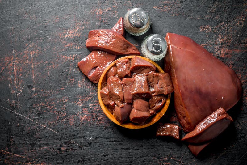 Pieces of Raw Liver with Spices Stock Photo Image of pork, healthy