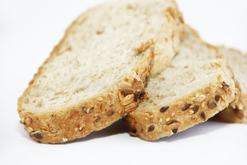 Pieces of Rye Bread with Seeds on White Background Stock Photo Image