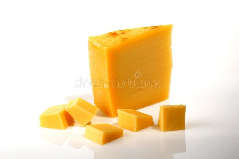 Pieces of yellow cheese