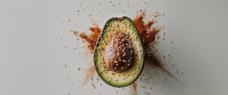 Pieczone Avocado z nasionami sezamowymi i przyprawami obrazy stock