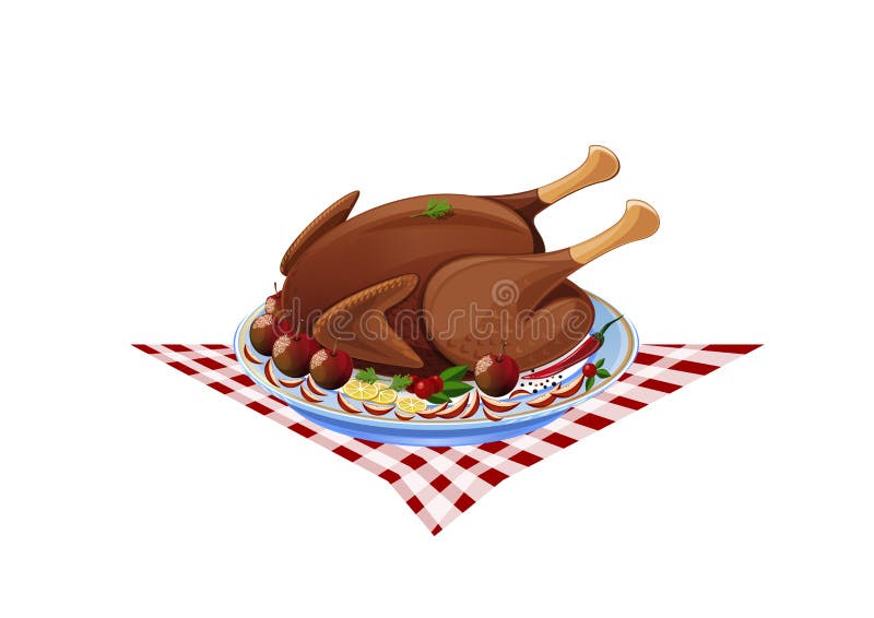 Pieczony indyk na talerzu ilustracji Pieczony indyk na talerzu ilustracji