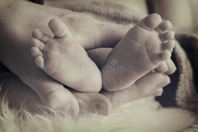 Piede appena nato del bambino fotografia stock libera da diritti Piede appena nato del bambino fotografia stock libera da diritti