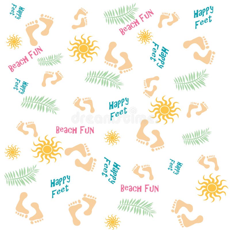 Piedi felici della spiaggia di divertimento di illustrazione del manifesto illustrazione di stock Piedi felici della spiaggia di divertimento di illustrazione del manifesto illustrazione di stock