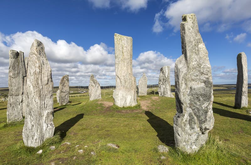 Piedras derechas de Callanish: círculo de piedra neolítico en la isla de Lewis, Escocia imagen de archivo libre de regalías Piedras derechas de Callanish: círculo de piedra neolítico en la isla de Lewis, Escocia imagen de archivo libre de regalías