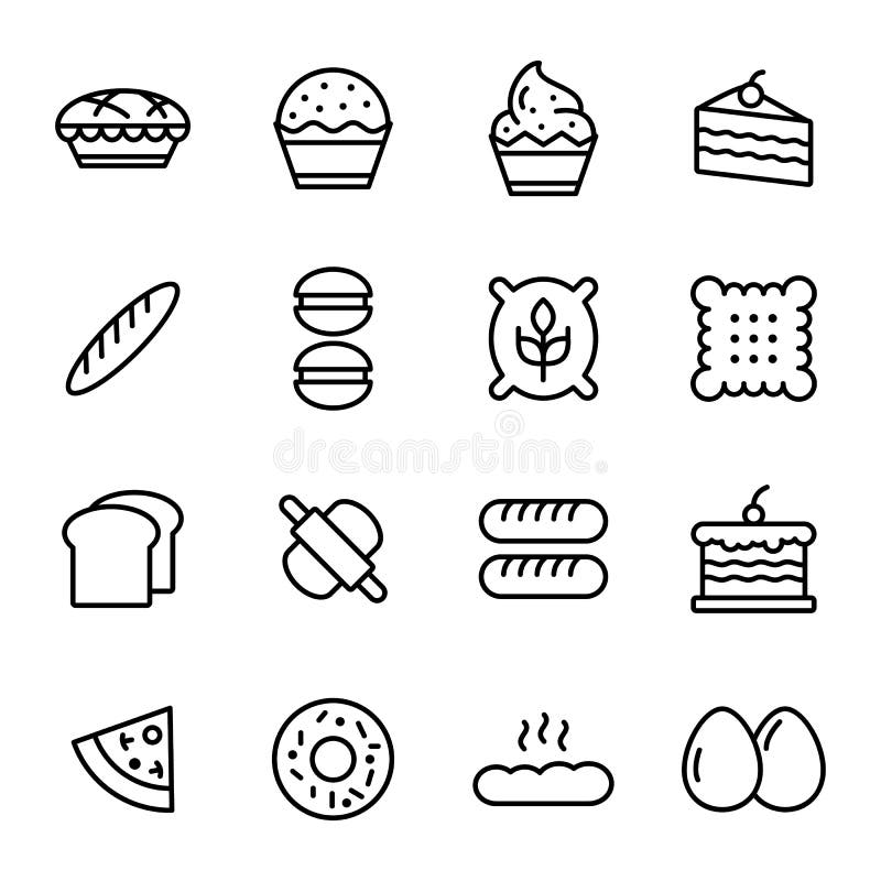 Piekarni ikony set ilustracja wektor Piekarni ikony set ilustracja wektor