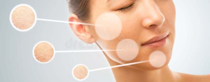 Skin of beautiful young woman before and after the cosmetics procedure, dry and smooth skin, concept of skincare. Skin of beautiful young woman before and after the cosmetics procedure, dry and smooth skin, concept of skincare