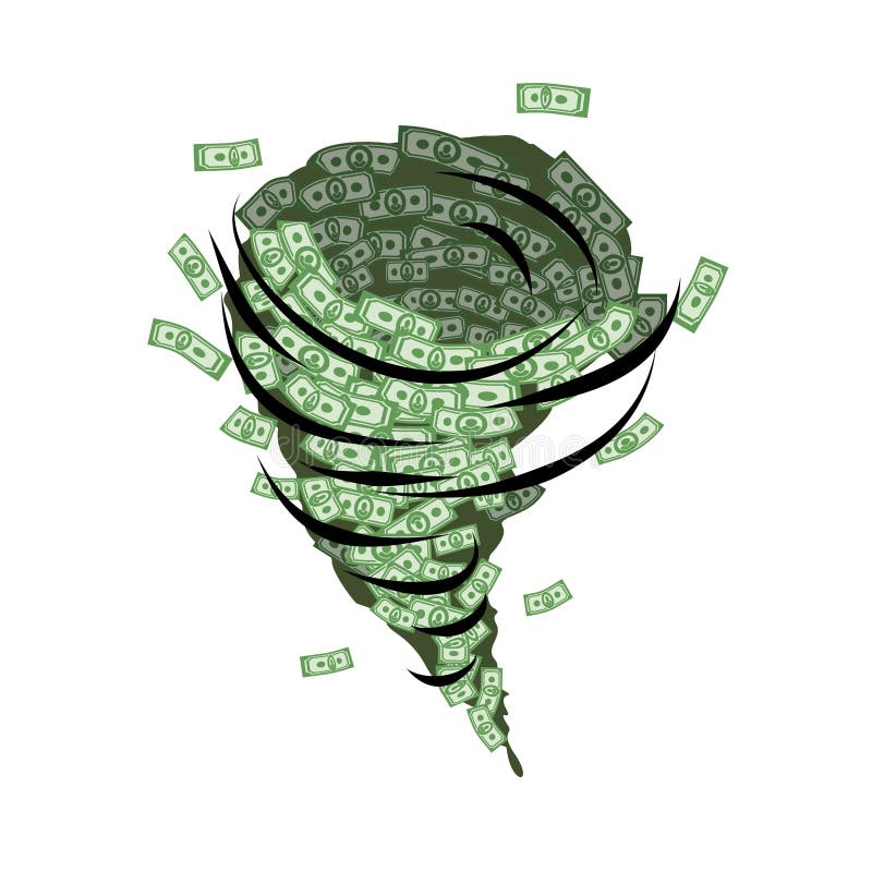 Pieniądze tornado Trąba powietrzna dolary Huragan gotówka ilustracji Pieniądze tornado Trąba powietrzna dolary Huragan gotówka ilustracji