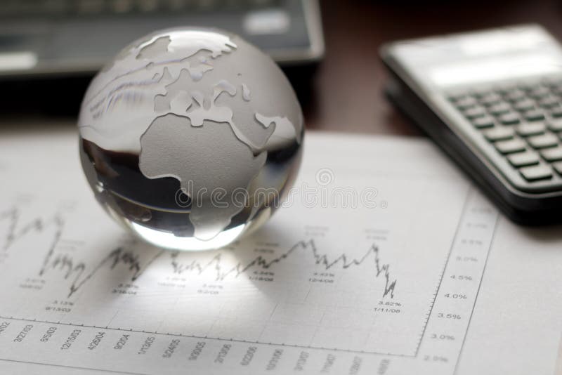 Financial planning with glass globe. Financial planning with glass globe
