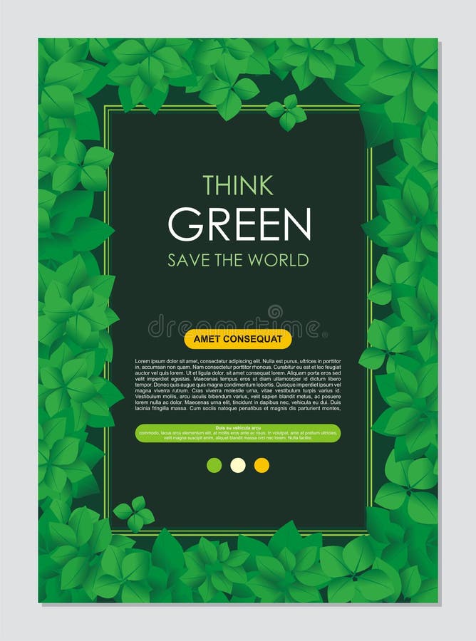 Piense el capítulo y la frontera verdes Va el concepto verde de las hojas stock de ilustración Piense el capítulo y la frontera verdes Va el concepto verde de las hojas stock de ilustración