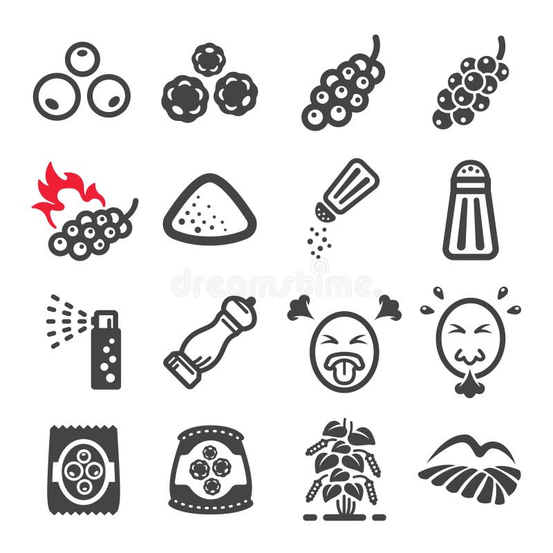 Pieprzu i produktu ikony set ilustracja wektor Pieprzu i produktu ikony set ilustracja wektor