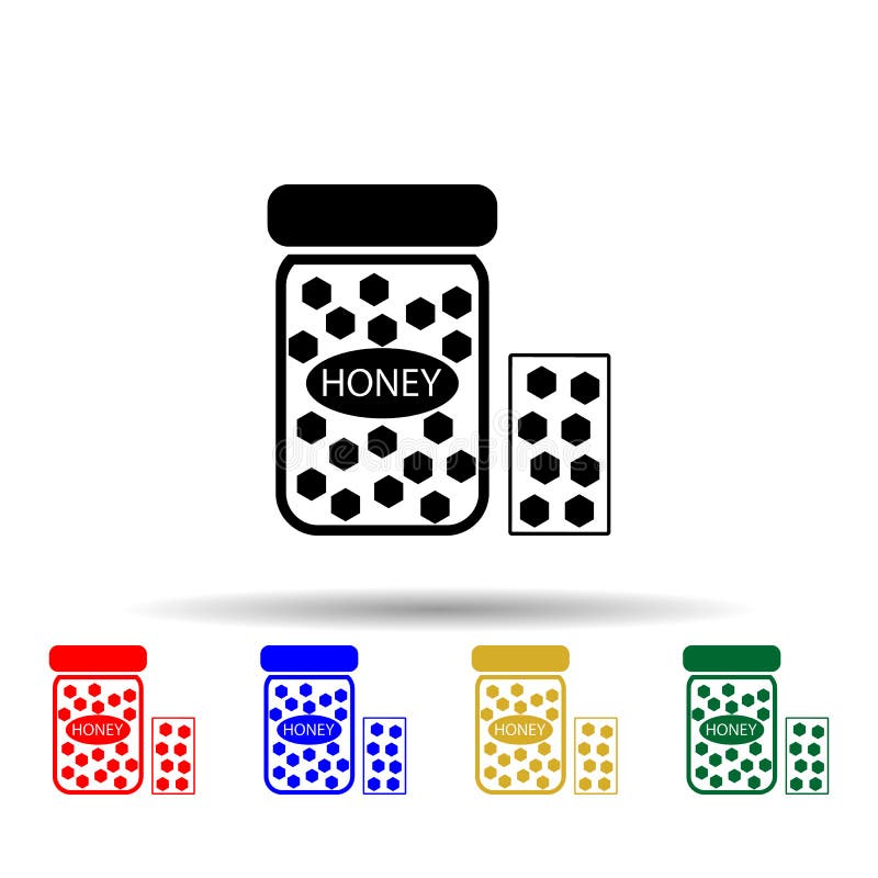 Pieptene miere în borcan cu stil multicolor. vector simplu glif plat al pictogramelor apicultorului pentru site-ul Web ui și Ux sa stock illustration