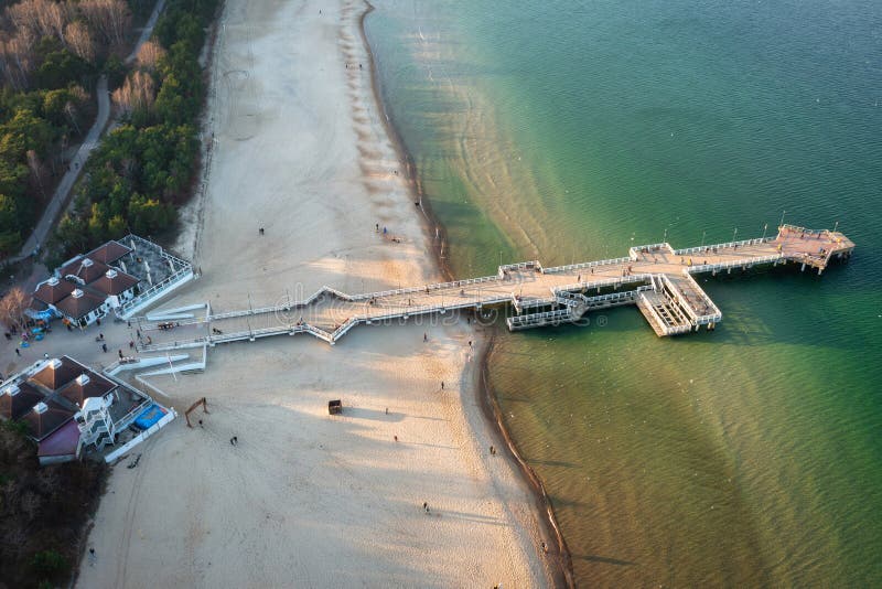 Pier in Brzezno and the Beach of the Baltic Sea in Gdansk. Poland Stock ...