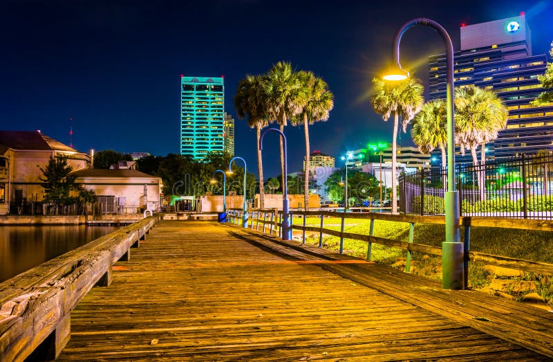 City Of Jacksonville, Florida At Night Stock Image Image of modern