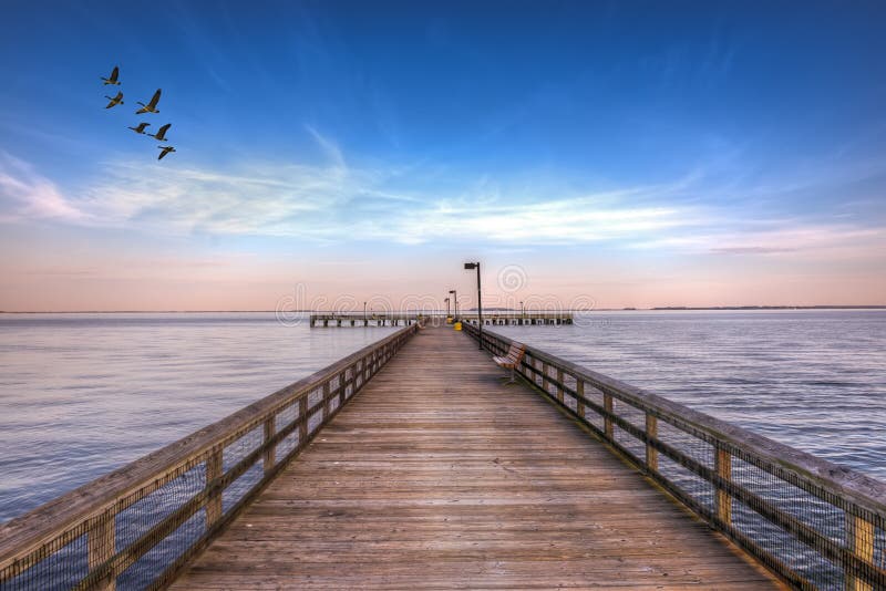Pier into the Chesapeake stock photography