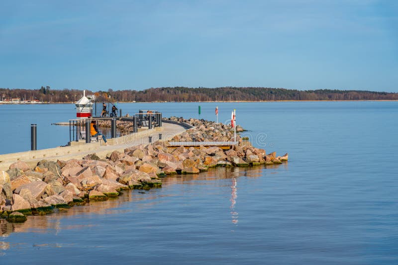 Pier on lake Malaren in Vasteras, Sweden