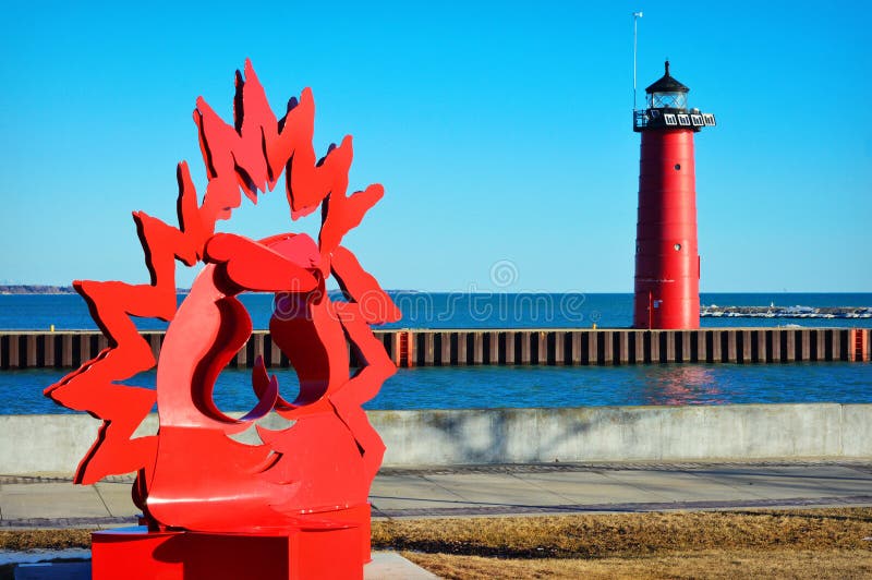Pier Lighthouse Kenosha del nord, Wisconsin fotografia stock libera da diritti Pier Lighthouse Kenosha del nord, Wisconsin fotografia stock libera da diritti