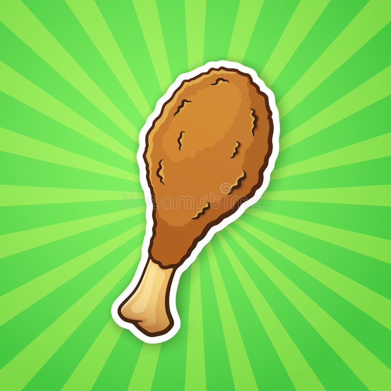 Pierna de pollo frita etiqueta engomada stock de ilustración
