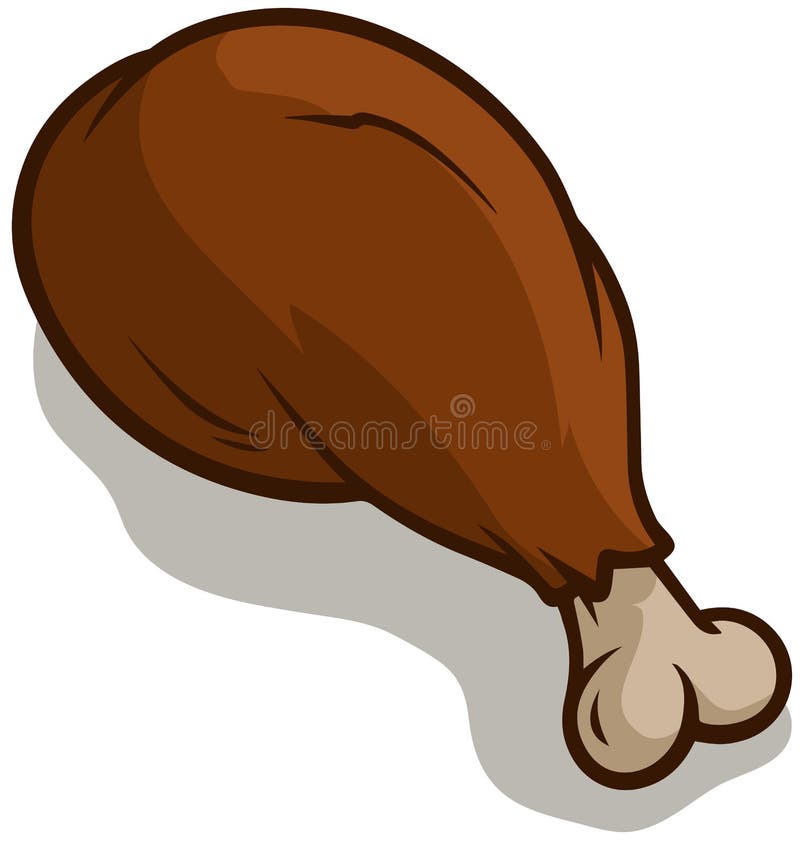 Pierna de pollo frito grande de la historieta ilustración del vector