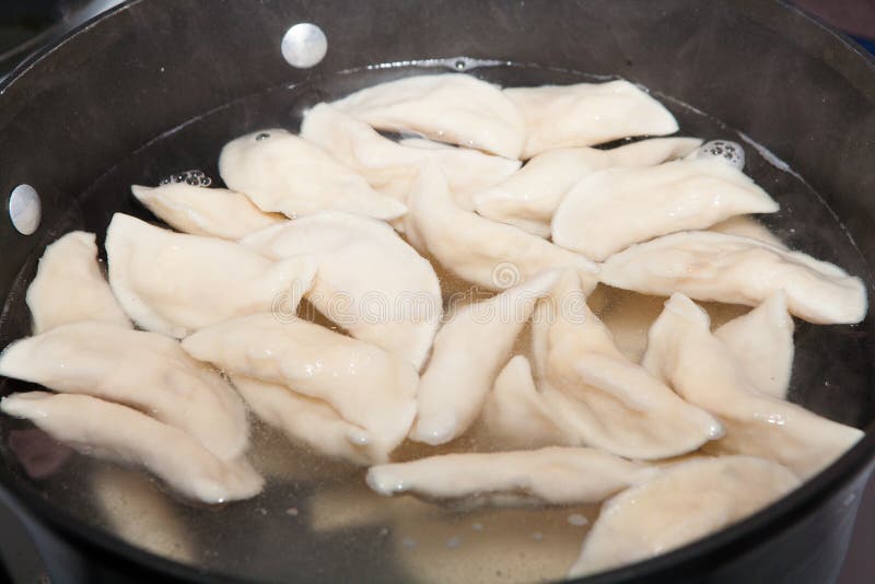 Pierogies Cooking in a Pot