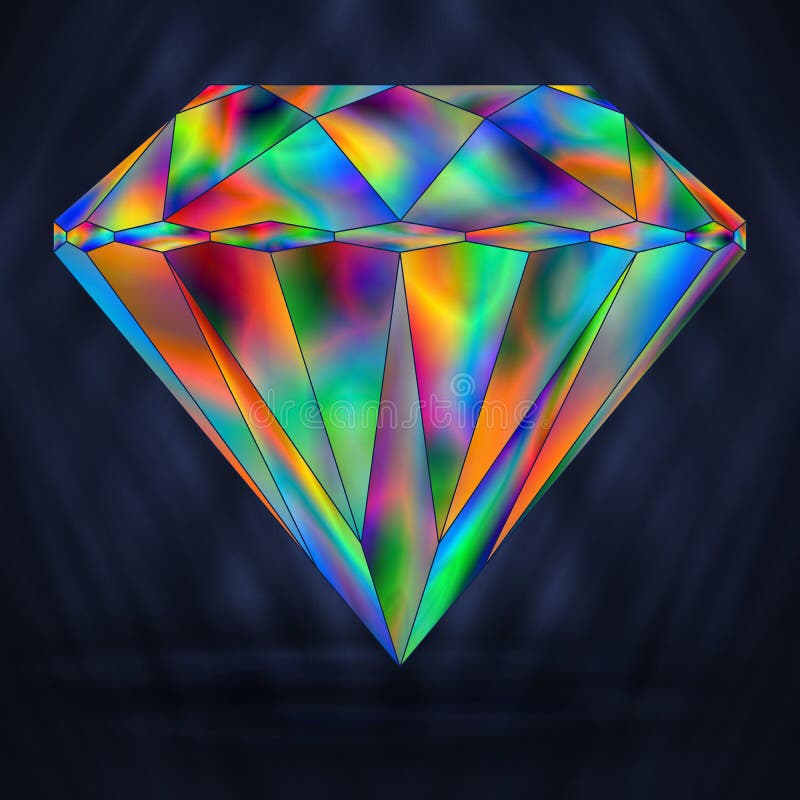 Pierre gemme lumineuse d'arc-en-ciel Crystal Icon iridescent illustration de vecteur