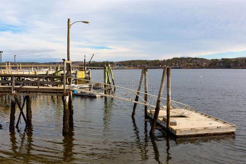 Piers and Floating Dock at Wiscasset Maine Stock Image Image of