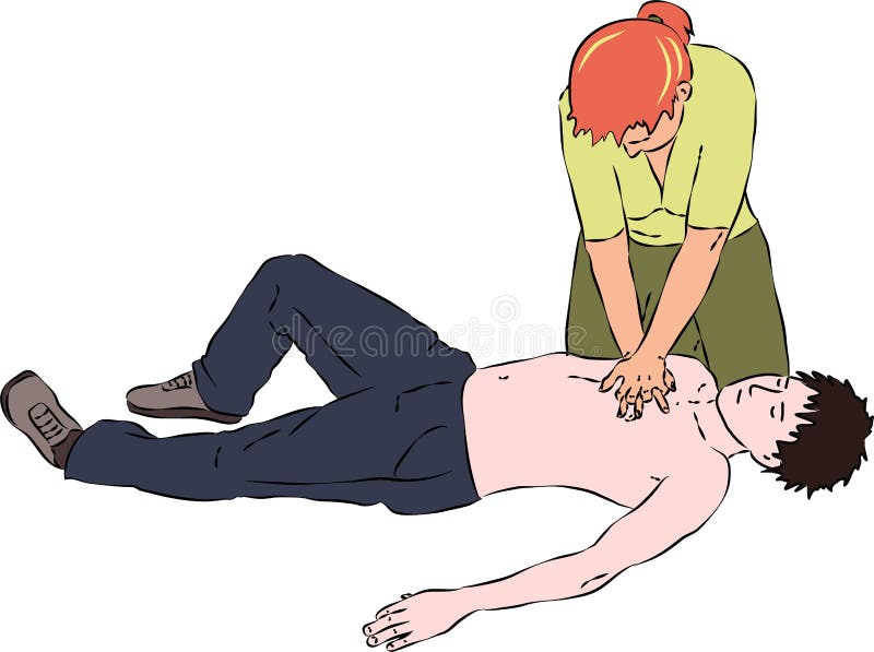 Pierwsza pomoc - reanimaci procedura CPR sercowy masaż dla mężczyzna