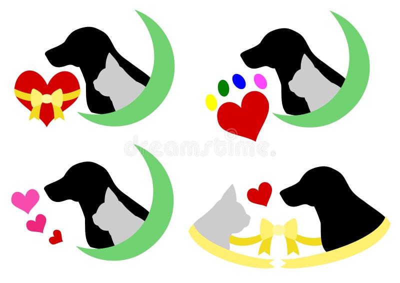 Pies i kot sylwetka z sercem royalty ilustracja Pies i kot sylwetka z sercem royalty ilustracja