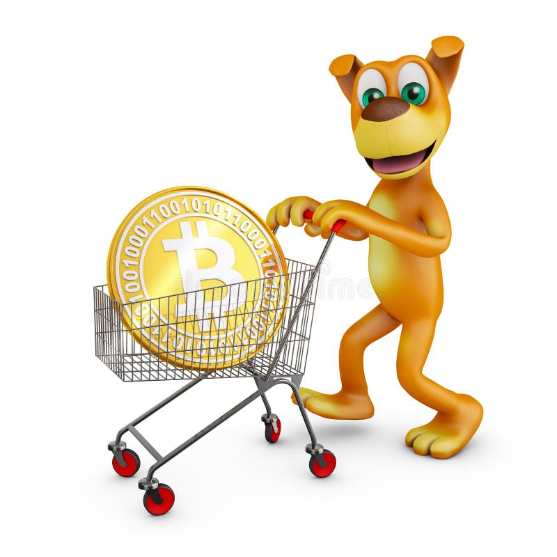 Pies z bitcoin. Pies z furą w którym jest bitcoin moneta świadczenia 3 d