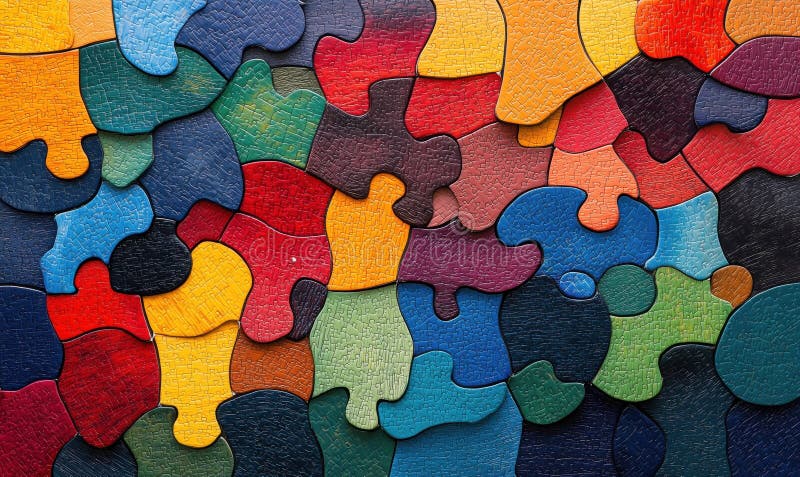 Piesele de puzzle colorate aranjate într-un model abstract vibrant royalty free stock photo