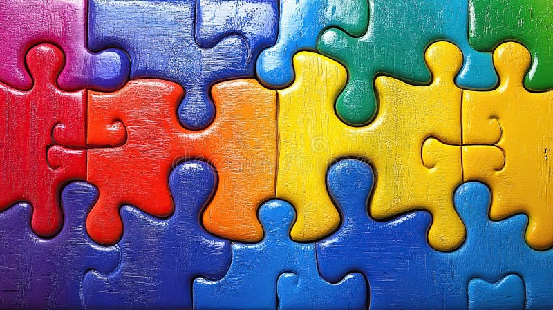 Piesele de puzzle colorate interconectate stock illustration