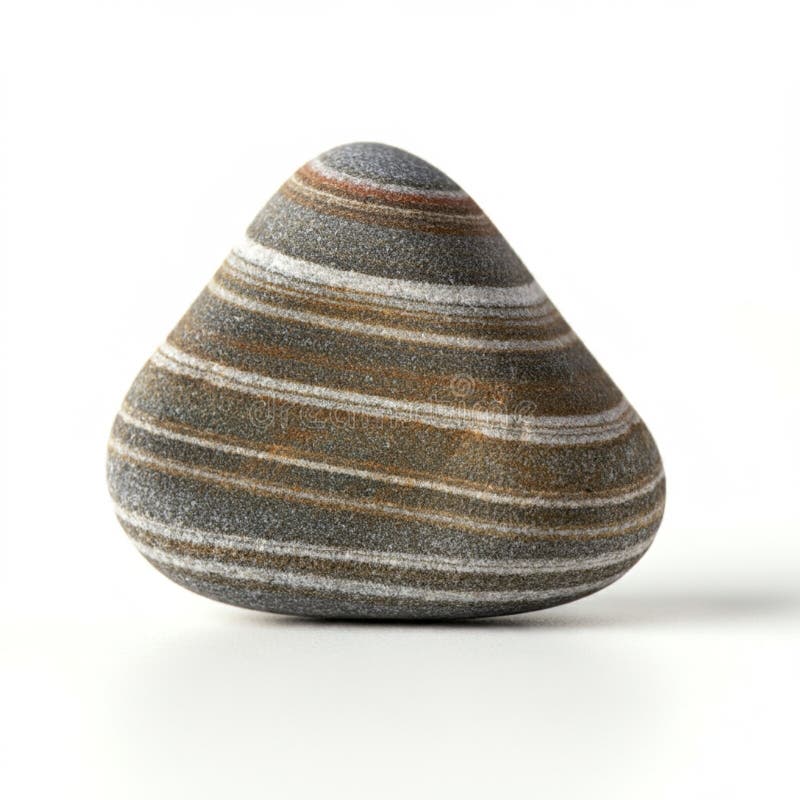 Pietra di forma ovalata liscia con tonalità sudicie, compresi grigio marrone e bianco. It illustrazione di stock