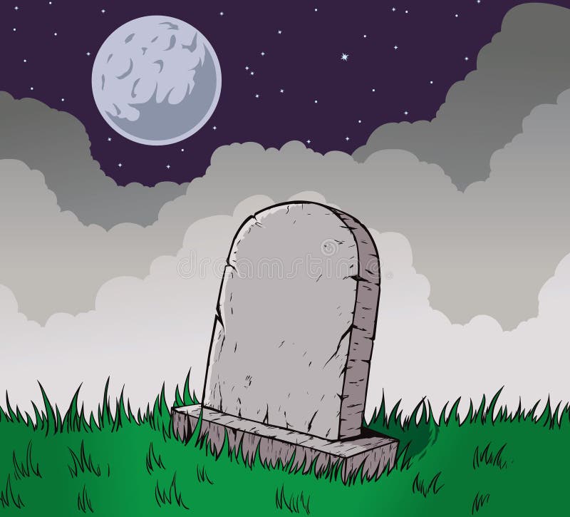 Illustration of a tombstone by the moonlight. Illustration of a tombstone by the moonlight