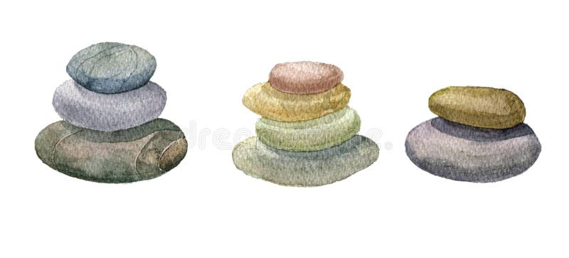 Pietre del mare dell'acquerello illustrazione vettoriale Pietre del mare dell'acquerello illustrazione vettoriale