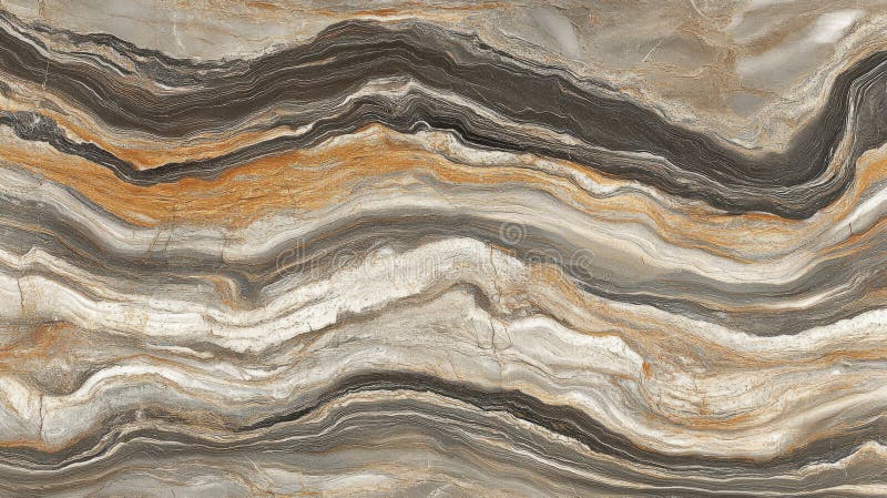 Pietre di scorrimento astratte in rilievo in grigio marrone e tonalità d'oro illustrazione vettoriale