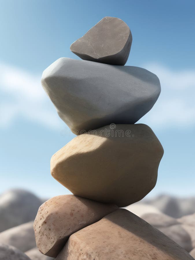Pietre echilibrate cu cerul în fundal stock illustration
