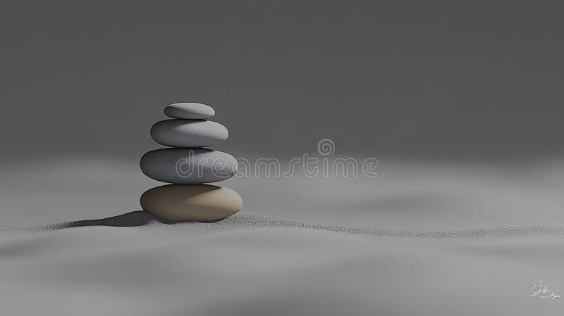 Pietre echilibrate stivuite în armonie pașnică pe o suprafață moale stock illustration