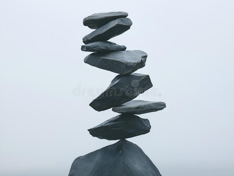 Pietrele echilibrate și compoziția minimalistă calmează armonia spirituală a scenei naturii și încă viața stock illustration