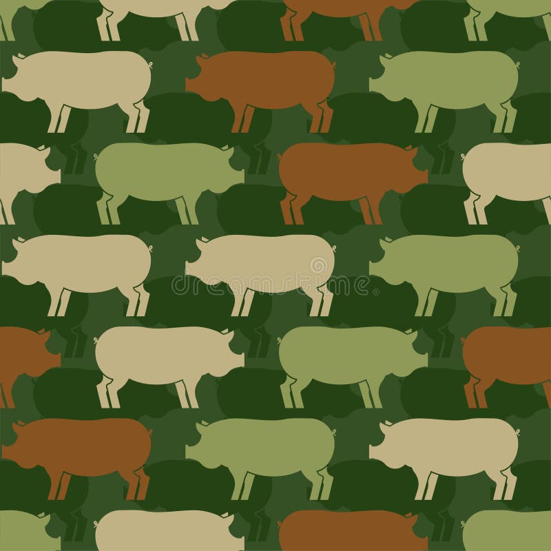 Pig army pattern eamless. Piggy military background. soldiery Pi